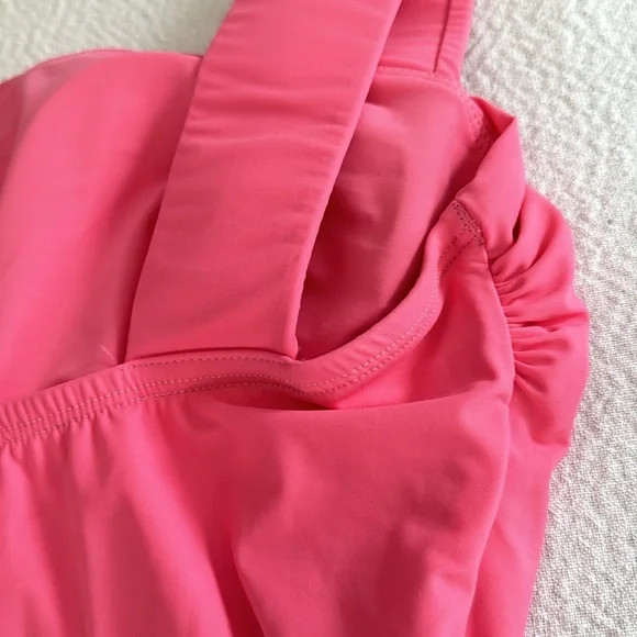 BONDI BORN Gwen Square Neck One-Piece Swimsuit, Rose Color, Size Large,$295